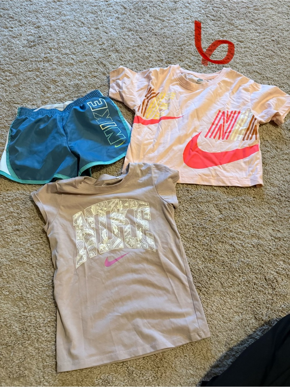 Nike Girls Teal Shorts with Pink Graphic Tops Athletic Set